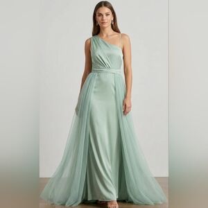 Elegant One-Shoulder Green Dress